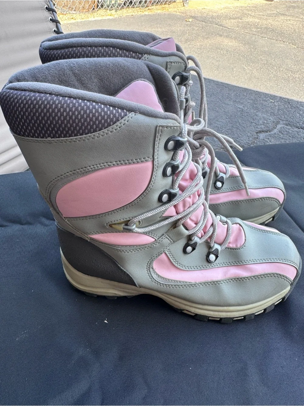 Athletic Works Gray and Pink Lace-Up Winter Boots